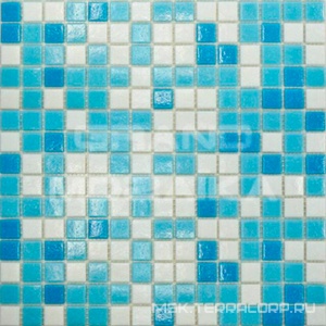 Мозаика Мастера Керамики Glass Мозаика МСD002Р (чип 2x2 мм) бело-голубой на бумаге ZZ| 32.7x32.7