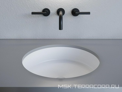 Раковина встраив.в столешн.снизу,круглая 420х420хh128мм,без отв.д/смес,без перелива,без донного клапана,литой камень S-Stone мат,цв.белый,  04 ZZ Salini Marea 1802204M