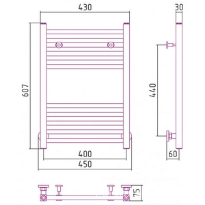 Полотенцесушитель "" 600*400 мм, подключ. 3/4, комплектующие в комплекте, хром ZZ Сунержа Модус 00-0250-6040