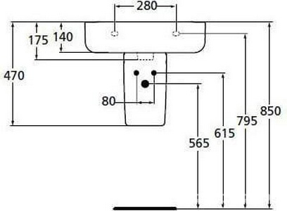 Полупьедестал (большой) с крепежом TT0257919, для раковин CONNECT 500-1300мм,  ZZ Ideal Standard Connect E797401
