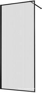 Душевая перегородка 800хh2000мм, правая/левая, (стекло рифленое 8мм Easy Clean, укорачиваемый кронштейн 1200мм, фурнит.цв.черный матовый),  ZZ Vincea Walk-In VSW-1HP800FLB