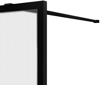 Душевая перегородка 800хh2000мм, правая/левая, (стекло рифленое 8мм Easy Clean, укорачиваемый кронштейн 1200мм, фурнит.цв.черный матовый),  ZZ Vincea Walk-In VSW-1HP800FLB