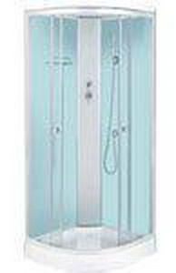 Душевая кабина 411 1000*1000*2150, профиль серебро, стекло сатин ,задняя стенка - белое стекло,смеситель, тропич.душ, лейка,низкий поддон, слив хром Z Graham Graham 411