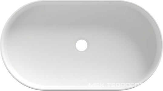 Раковина накладная на столешницу, овальная, 600x390хh120мм, без отв.д/смесит., без перелива, (цв.белый матовый),  Aqueduto Espiral ESP0220