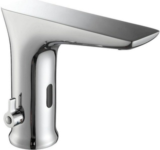 Смеситель для раковины электронный, без д/к, работа фотоэлемента от сети 220V и от 4-х пальчиковых батареек, (цв.хром),  ZZ BelBagno Kraft KRAFT-ELV-CRM