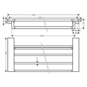 Полка для полотенец 588(626)х248хh72мм, (цв.черный матовый),  ZZ Hansgrohe AddStoris 41751670