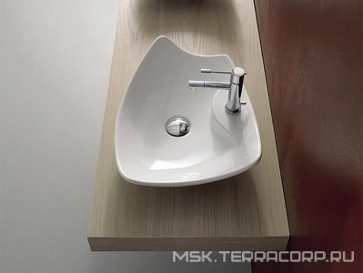 Раковина накладная на столешницу, 48х39хh15см, c 1 отв.д/смесителя, без перелива,  ZZ Scarabeo Kong 8051/R