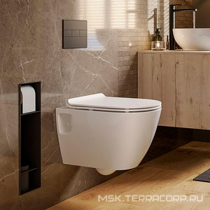 Унитаз подвесной безободковый Art Rimless Slim, тонкая крышка-сиденье с микролифтом в компл Sanita Luxe Art Slim WC.WH/Art/SlimDM.Rim/WHT.G/S1