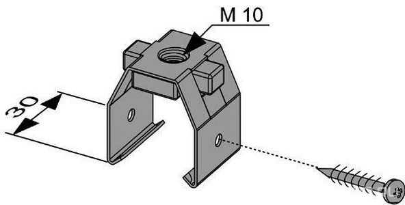 Установочный элемент с резьбой М10, для сборки профилей, (оцинкованная сталь),  Tece TECEprofil 9040001