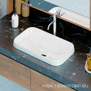 Раковина встраиваемая сверху 60х36х14.5, БЕЗ отверстия под смеситель, цвет белый Sanita Luxe Infinity WB.IN/Infinity/60-N/WHT.G/S1 / (INF60SLWB01I)