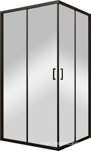Душевой уголок 800x800x1850 раздвижной квадратный стекло-прозрачное, профиль черный, ZZ Veconi RV RV13-80-01-C5
