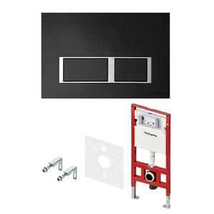 К-т д/установки подвесн.унитаза,(застен.модуль, крепёж, прокладка звукоиз,панель 2-го смыва пластик цв.ЧЕРНЫЙ мат.,контур клавиш хром), V XX Tece TECEspring K955202