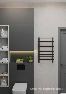 ОБРАЗЕЦ  Полотенцесушитель электрический 80х50 см, скрытый монтаж, цв. черный матовый KL Двин N plaza 4657795050732 (товар 4657771771958)