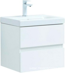 Тумба подвесная 50 см, без раковины, 2 ящика, цв.белый глянец ZZ