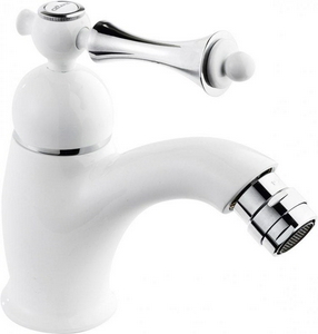 Смеситель для биде, с д/к, (цв.белый матовый, ручка белый матовый металл),  ZZ Cezares Margot MARGOT-BSM1-BIO