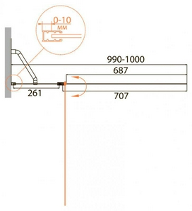 Шторка на ванну 1000хh1400мм, поворотная, с неподв.сегментом, Правая/Левая, (стекло прозрачное 4мм, профиль цв.серый), Relax ZZ Cezares relax RELAX-V-11-100/140-C-Bi