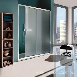 Дверь в нишу сдвижная НЕСТАНДАРТ 110-114хh195см, вход 41см, "Правая"/"Левая", (стекло прозр. + StarClean, профиль цв.чёрный матовый),  ZZ Samo Cee Art B0981 L96 TR + DF01StarClean + НЕСТАНДАРТ УРОВЕНЬ 1