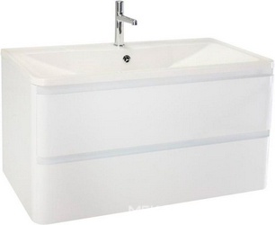 База под раковину подвесная с двумя выкатными ящиками, 800х455хh570мм, без раковины, (цв. Bianco Lucido), Albano ZZ