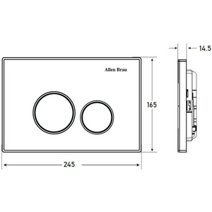 Кнопка двойного смыва, пневм., для инсталляции д/унитаза, (пластик цв.черный матовый, кольца кнопок цв.хром),  ZZ Allen Brau Priority 9.20001.31