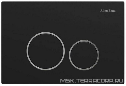 Кнопка двойного смыва, пневм., для инсталляции д/унитаза, (пластик цв.черный матовый, кольца кнопок цв.хром),  ZZ Allen Brau Priority 9.20001.31