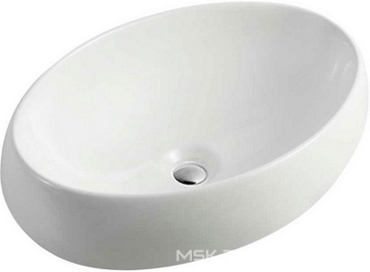 Раковина накладная 490х345х150 мм, без отверстия для смесителя, без перелива, (цв.белый глянец), Vincea ZZ Vincea Раковины VBS-202