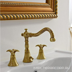 Смеситель для раковины, на 3 отв., с д/к, (цв. бронза),  ZZ 3M Palma 4817 UU