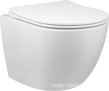 Унитаз подвесной безободковый, 550х365х395мм, сиденье ультратонкое soft close, цвет белый,  ZZ Vincea Globo VT1-14