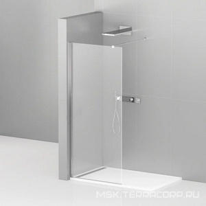 Душевая перегородка 1000хh1950мм, правая/левая, (стекло прозрачное 8мм, поперечный укорачиваемый кронштейн 1200мм, фурнит. цв.хром),  ZZ Cezares Liberta LIBERTA-L-1-100-120-C-Cr