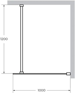 Душевая перегородка 1000хh1950мм, правая/левая, (стекло прозрачное 8мм, поперечный укорачиваемый кронштейн 1200мм, фурнит. цв.хром),  ZZ Cezares Liberta LIBERTA-L-1-100-120-C-Cr