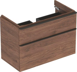 Тумба под раковину подвесная, 884хh617х470мм, 2 выдв.ящика, монтаж с раковиной 900мм, (цв. Пекан), крепёж в компл., Smyle Square ZZ