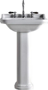 Раковина 60х55см, с 1 отв.д/смес., без крепл., (накладка отверстия перелива цв.хром),  ZZ Kerasan Waldorf 4140K1bi/cr*1