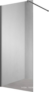 Душевая перегородка 900хh2000мм, правая/левая, (стекло прозрачное 8мм, поперечн. укорачиваемый кронштейн 1200мм, фурнит.цв.вороненая сталь), ZZ Vincea Walk-In VSW-1H900CLGM