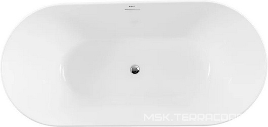 Ванна 1700x800xh610мм, отдельностоящая, слив-перелив, пробка слива цв.хром. в компл., (акрил цв.белый матовый), BelBagno ZZ