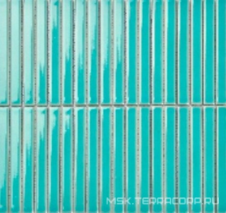 Мозаика Porcelain Mosaic Strip Mosaic 1.5х14.5 Y15FW30 небесный глянцевый 29.4х31.3