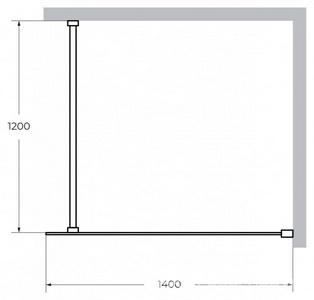 Душевая перегородка 1400хh1950мм, правая/левая, (стекло прозрачное 8мм, поперечный укорачиваемый кронштейн 1200мм, фурнит. цв.хром),  ZZ Cezares Liberta LIBERTA-L-1-140-120-C-Cr