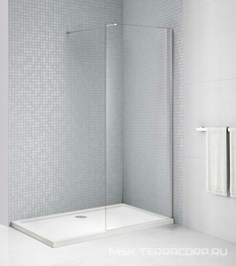 Душевая перегородка 1400хh1950мм, правая/левая, (стекло прозрачное 8мм, поперечный укорачиваемый кронштейн 1200мм, фурнит. цв.хром),  ZZ Cezares Liberta LIBERTA-L-1-140-120-C-Cr