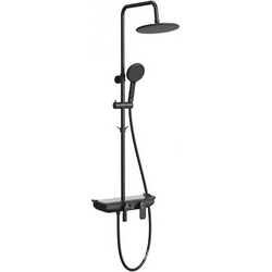 Душевая стойка Tropic LM7012BL, душ. шланг, душ. лейка, держатель д. душа, крючок, крепления, эксцентрики, цв.черный матов, ZZ