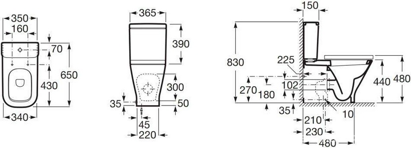 Бачок для напольного унитаза , слив 3/4,5л., нижн.подв., кнопка хром KL Roca Gap 341470000/34147000Y
