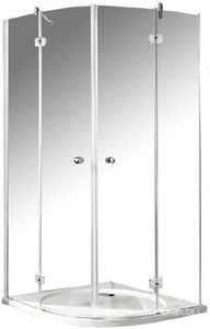 Душевое ограждение, 1/4 круга, R550, 1000х1000хh1950мм, 2 распаш.двери с 2 неподв.сегм.,(профиль алюм.хромэфф,стекло 6мм прозрач), Ц/С 40/10  KL Duschwelten MK 600 5104 005 001 020