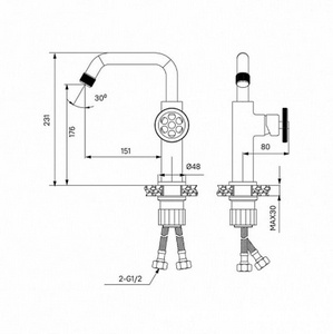 Смеситель для раковины, высота излива 220 мм, без д/к, цвет черный,  ZZ Paini Grazia 21PZ205LL