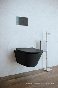 Унитаз подвесной L3W(Black) AVVA 530x335мм с Rimless, БЕЗ крышки-сиденья, цв. черный, ZZ Aquanet Logan 288926