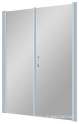 Дверь в нишу EP-F-2, 150x190 см, правая, распашная с неподвижным элементом, профиль матовый хром,дверь - стекло прозрачное,стационар - стекло сатинZZ