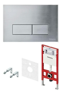 К-т д/установки подвесного унитаза, (застенный модуль, крепёж, прокладка звукоиз, панель 2-го смыва прямоуг.клавиши нерж.сталь сатин),  S Tece TECEspring S955301 временно недоступно