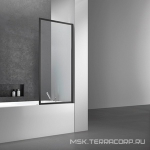 Душевая шторка на ванну, стационарная, правая/левая, 700хh1400мм, (стекло прозрачное 5мм, фурнитура цв.черный мат.), Vincea ZZ Vincea Универсал VSB-41700CLB