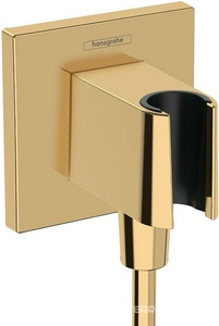 Держатель для лейки ручного душа, совмещенный со шланговым подсоединением 1/2, (цв.полированное золото), FixFit S ZZ Hansgrohe Fixfit 26889990