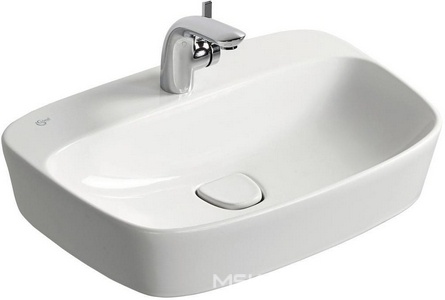 Раковина накладная на столешницу, 625х460хh125мм, овальная, c 1 отв. для смесит., (керам.накладка слива, шаблон в копмл.),  ZZ Ideal Standard Dea T044501