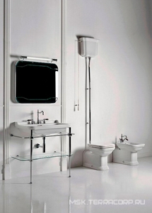 Бачок "Высокий" без трубы арт.7573 хх, механ.смыва арт.7545 хх, без крышки бачка, д/чаши унит арт.4116 01,(подвод воды сбоку справа/слева),  ZZ Kerasan Waldorf 418001