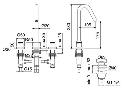 Смеситель для раковины, на 3 отв., пробка слива в компл., (цв. хром) X-Changle KL 3M X-Changle XR 7216XR.CC