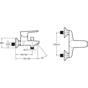 Смеситель для ванны/душа, без акссесуаров, цв.черный матовый Jacob Delafon Oscar E29844-BL