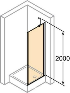 Боковая стенка, отдельно 1200хh2000мм, (проф. хром, стекло прозр. Anti-Plaque 6мм, поперечина, креп/комп), 4-х угол.,Huppe Design ZZ Huppe Huppe 501 Design pur 8P1109 092 322